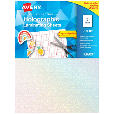 Avery Luxe Collection Holographic Laminating Sheets, Speckled Dots, 9